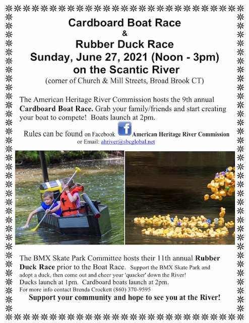 Cardboard Boat & Rubber Ducky Races @ Mill St, Broad Brook, CT 06016