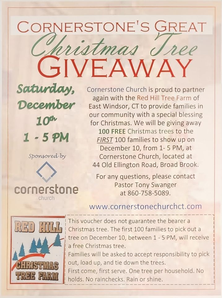 Cornerstone's Great Christmas Tree Giveaway! (Limited amount) @ See Info Below 