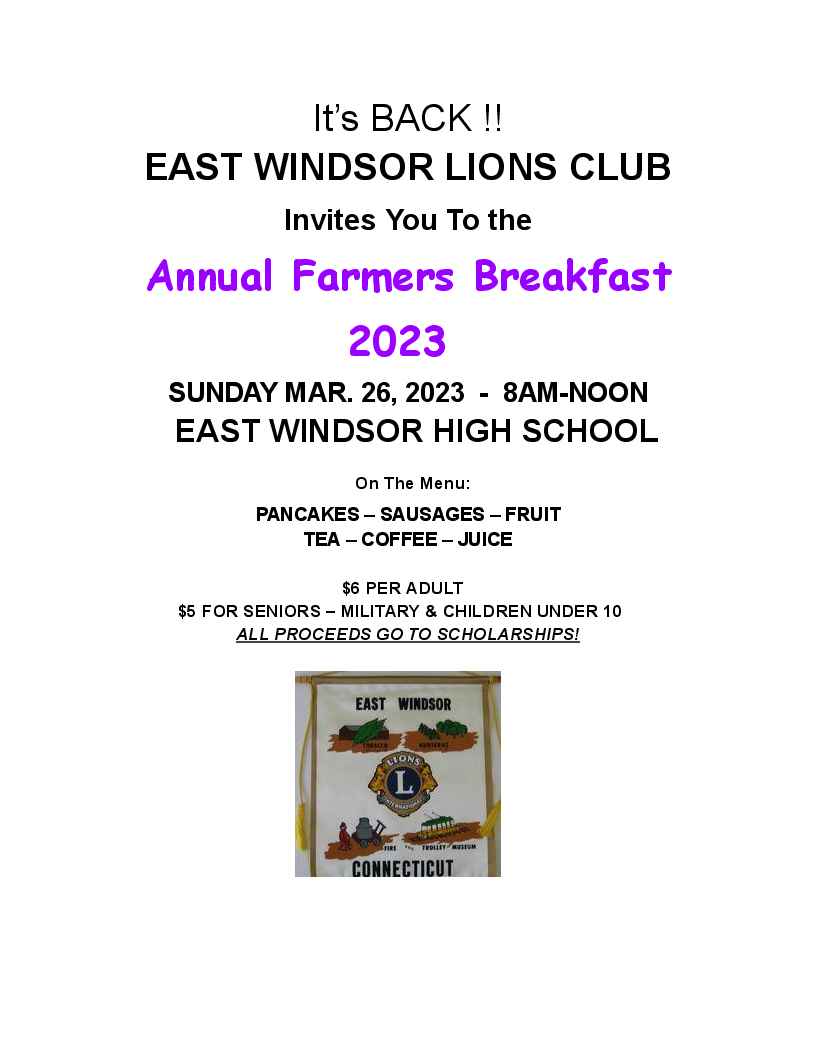 Farmers Breakfast 2023 @ East Windsor High School 