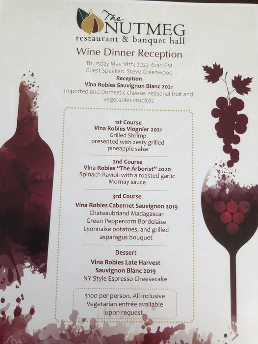 Wine Dinner Reception at Nutmeg @ Nutmeg Restaurant & Banquet Facility