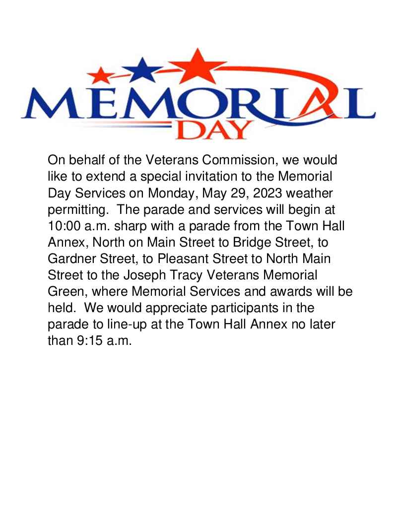 Memorial Day Parade 2023 (East Windsor CT) @ Start Town Hall Annex