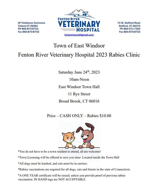 Rabies Clinic @ East Windsor Town Hall 