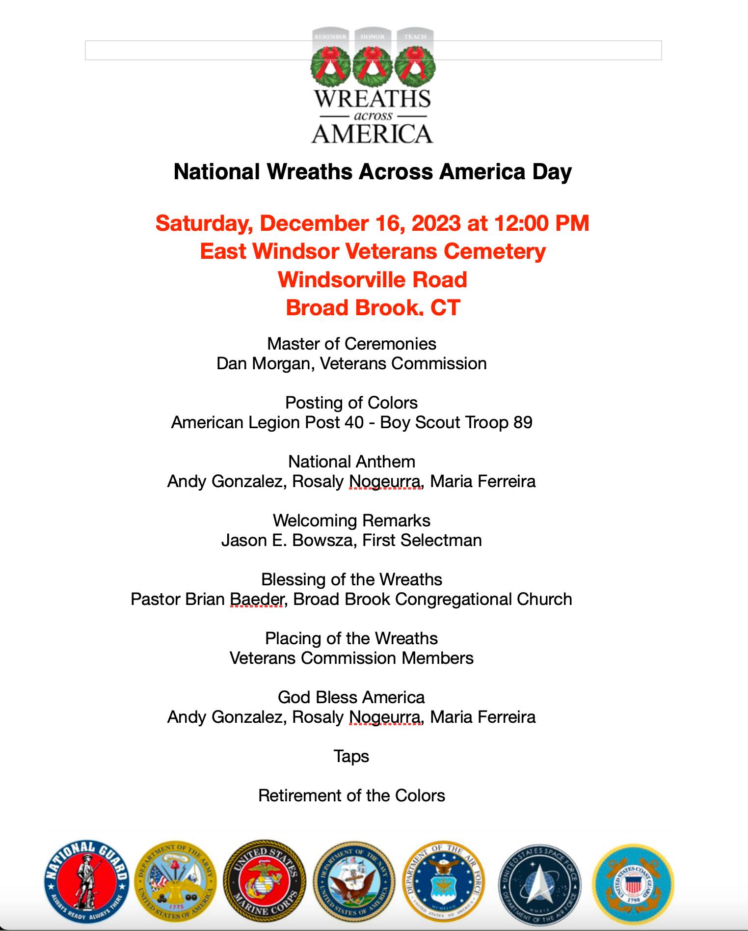 National Wreaths Across America @ East Windsor Veterans Cemetary