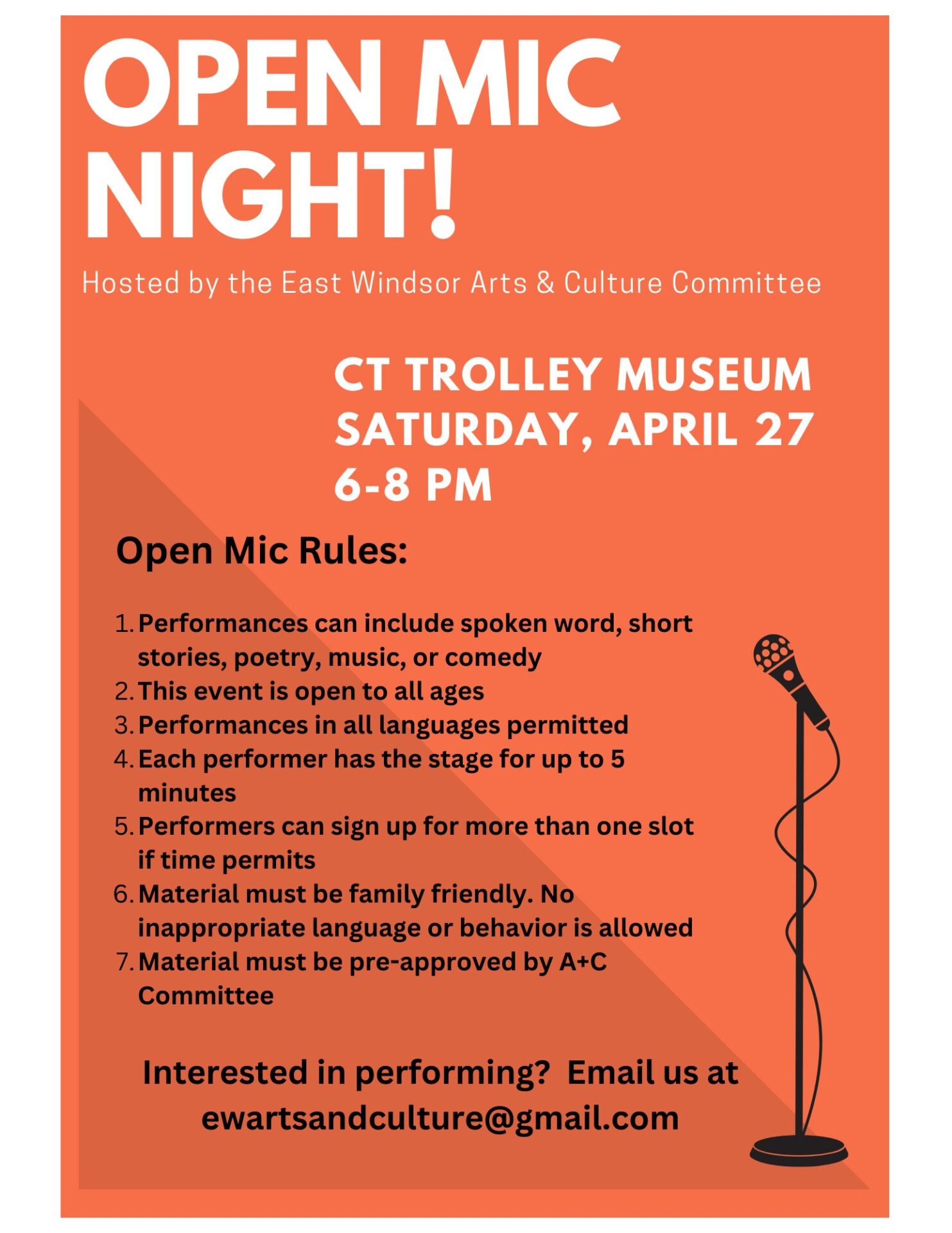 Open MIc Night at CTM @ CT Trolley Museum